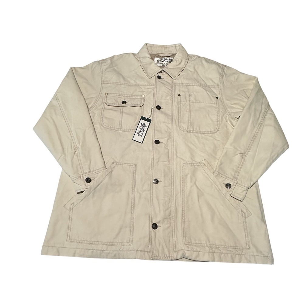 Alpine Design Women's Quilted Lined Chore Coat Canvas X-Small Natural‎ Khaki NWT